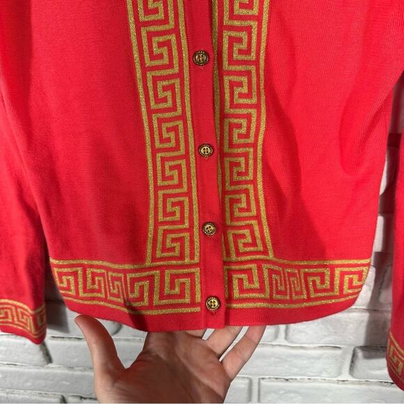 Lilly Pulitzer Greek Key Pink Cardigan Sweater Size XS - Picture 8 of 9